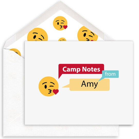 Kisses Emoji Speech Bubble Camp Folded Note Cards